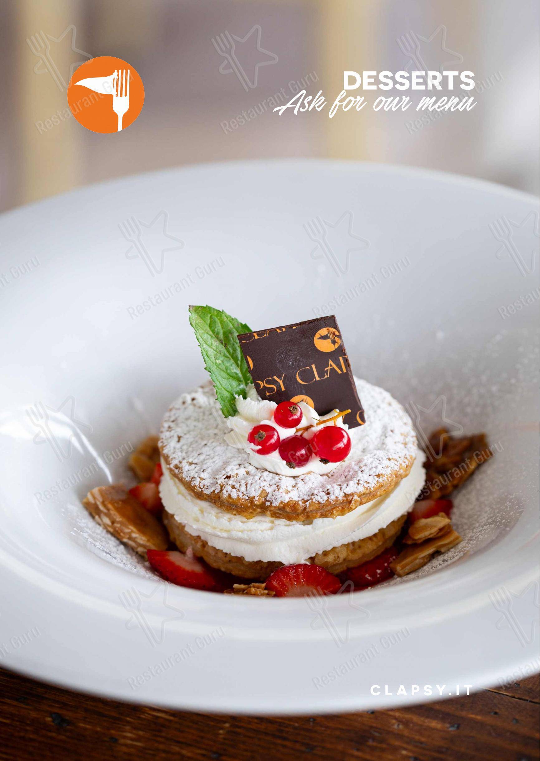 Menu di Clapsy Torino - Menu bar