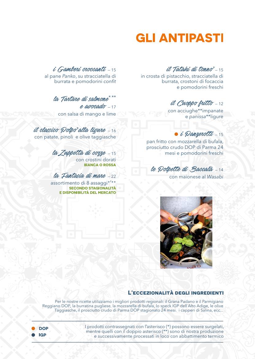 Menu di Clapsy Torino 