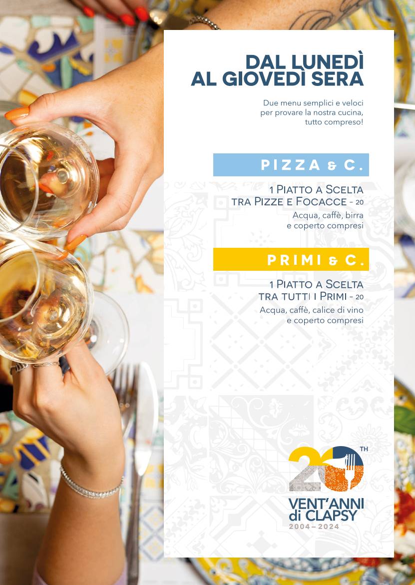 Menu di Clapsy Torino 