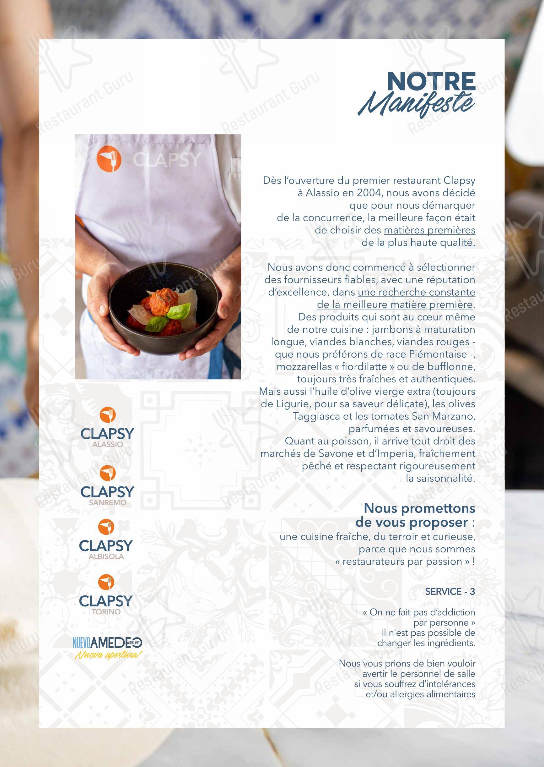 菜单 per Clapsy Torino pizzeria