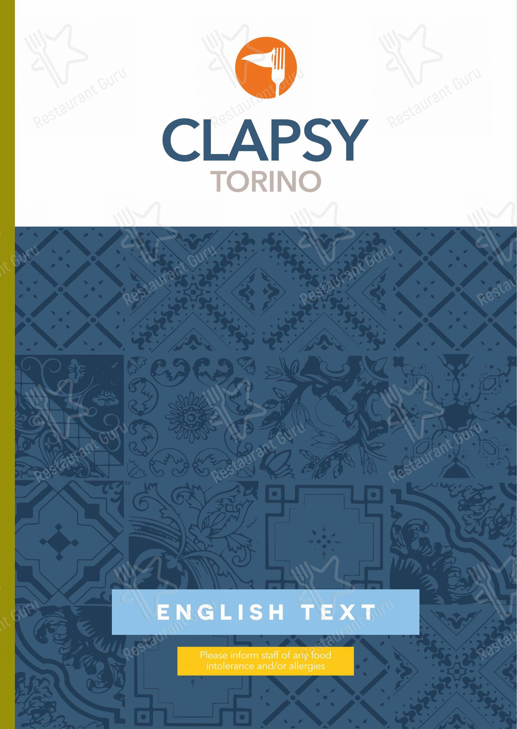 Menu bar per Clapsy Torino pizzeria