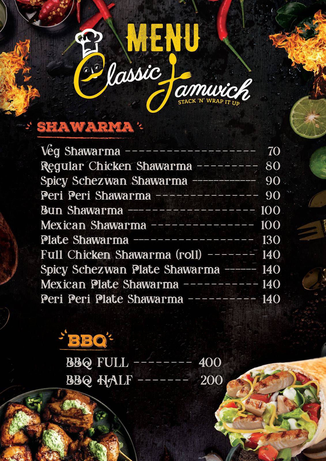 Classic Jamwich menu