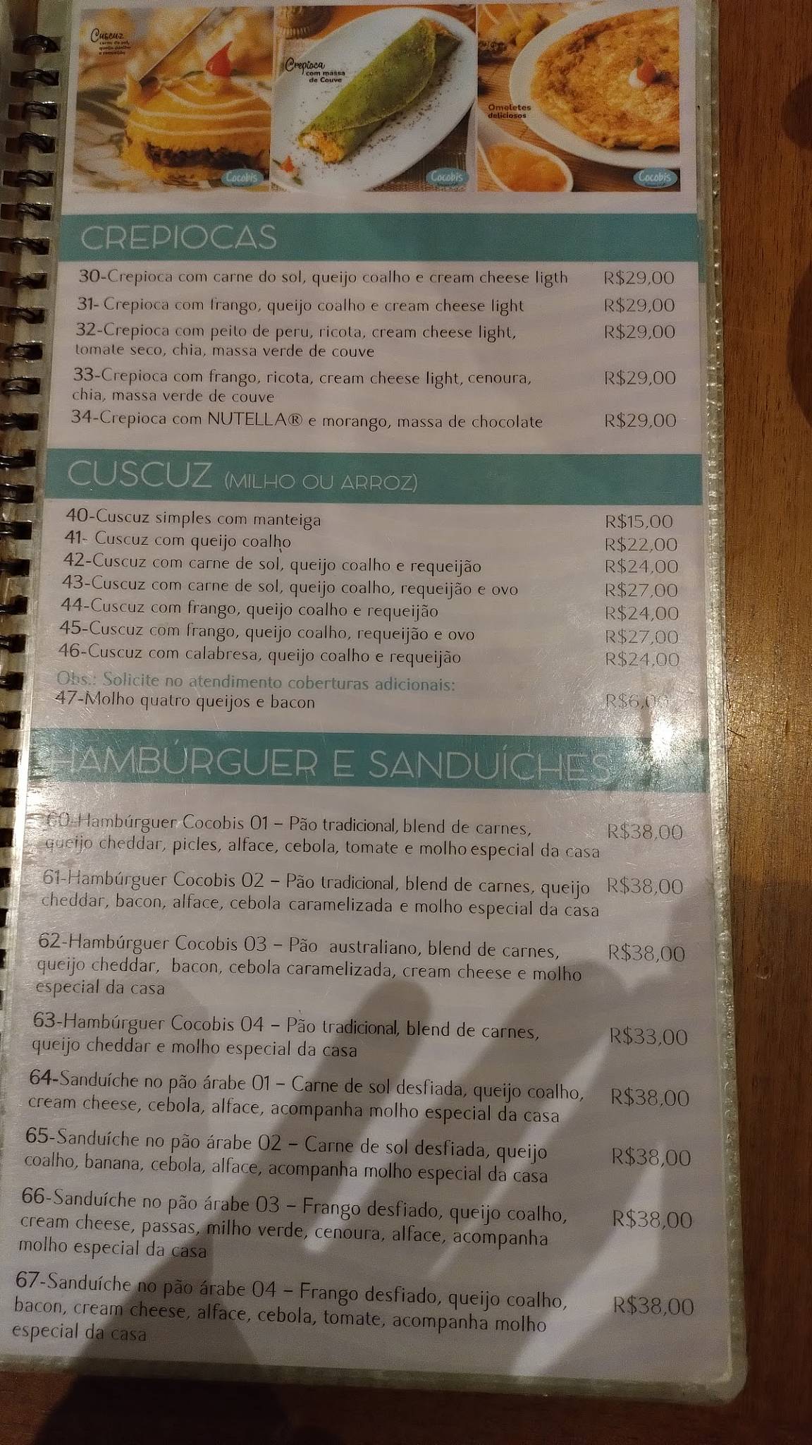 Cocobis Tapiocaria e Café - Teresina cardápio