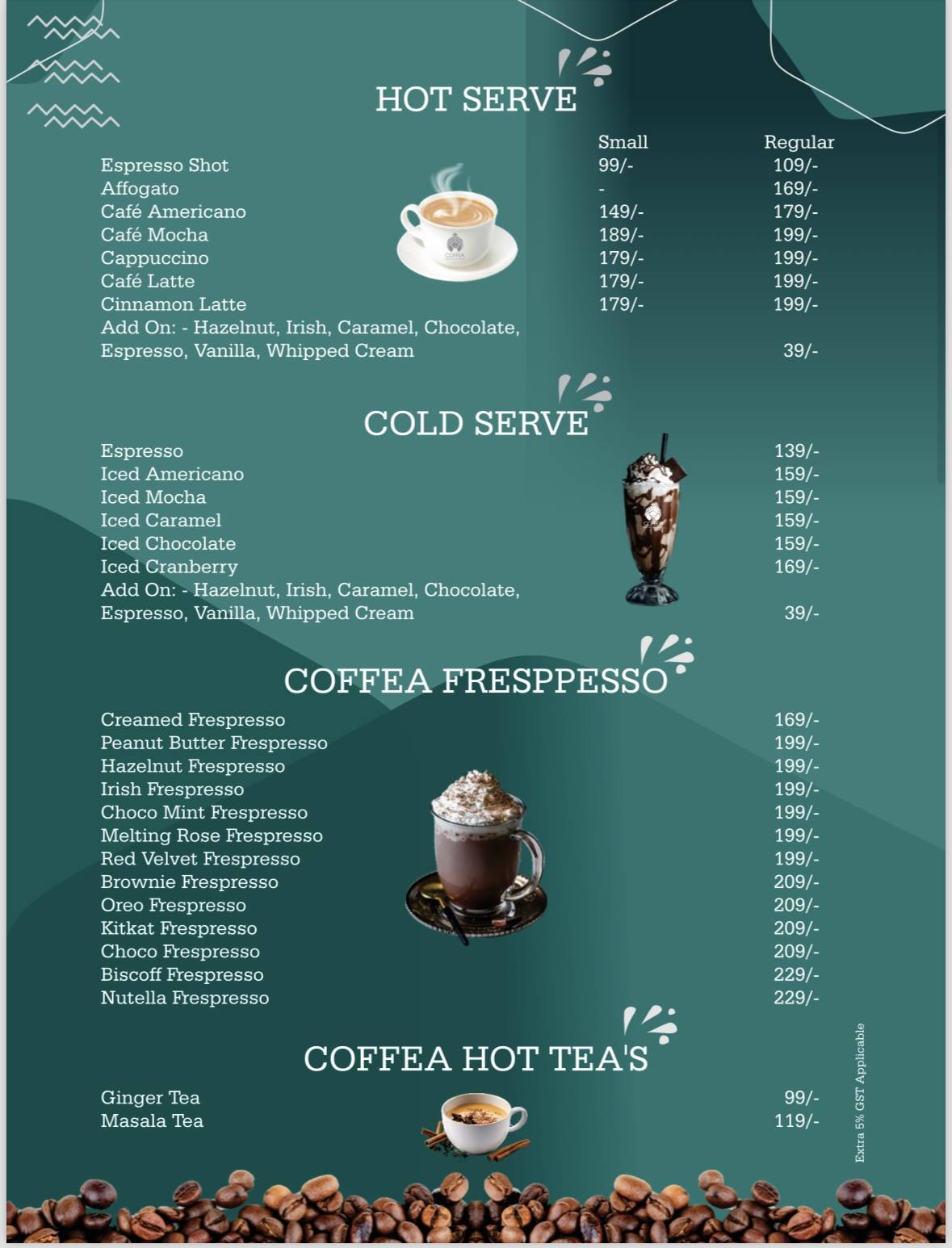 Coffea cafe - Coffee Cafe Near me in Bareilly Best Coffee Bar in Bareilly menu