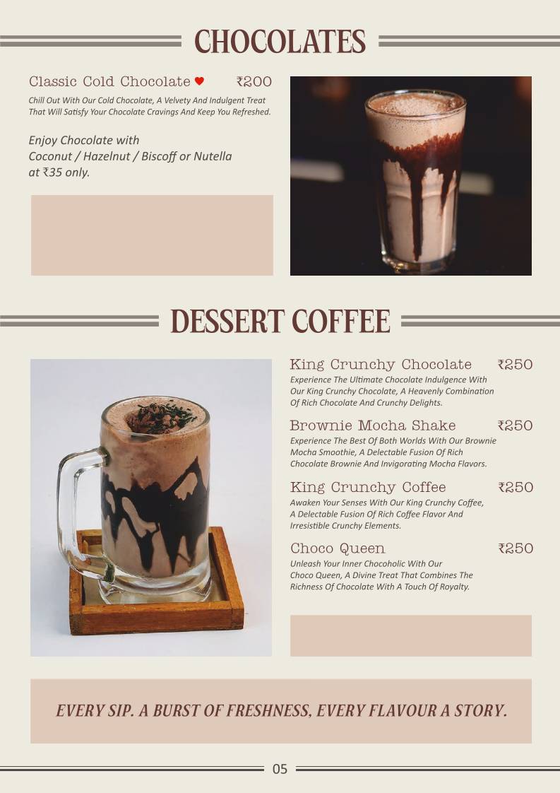 Coffee King menu