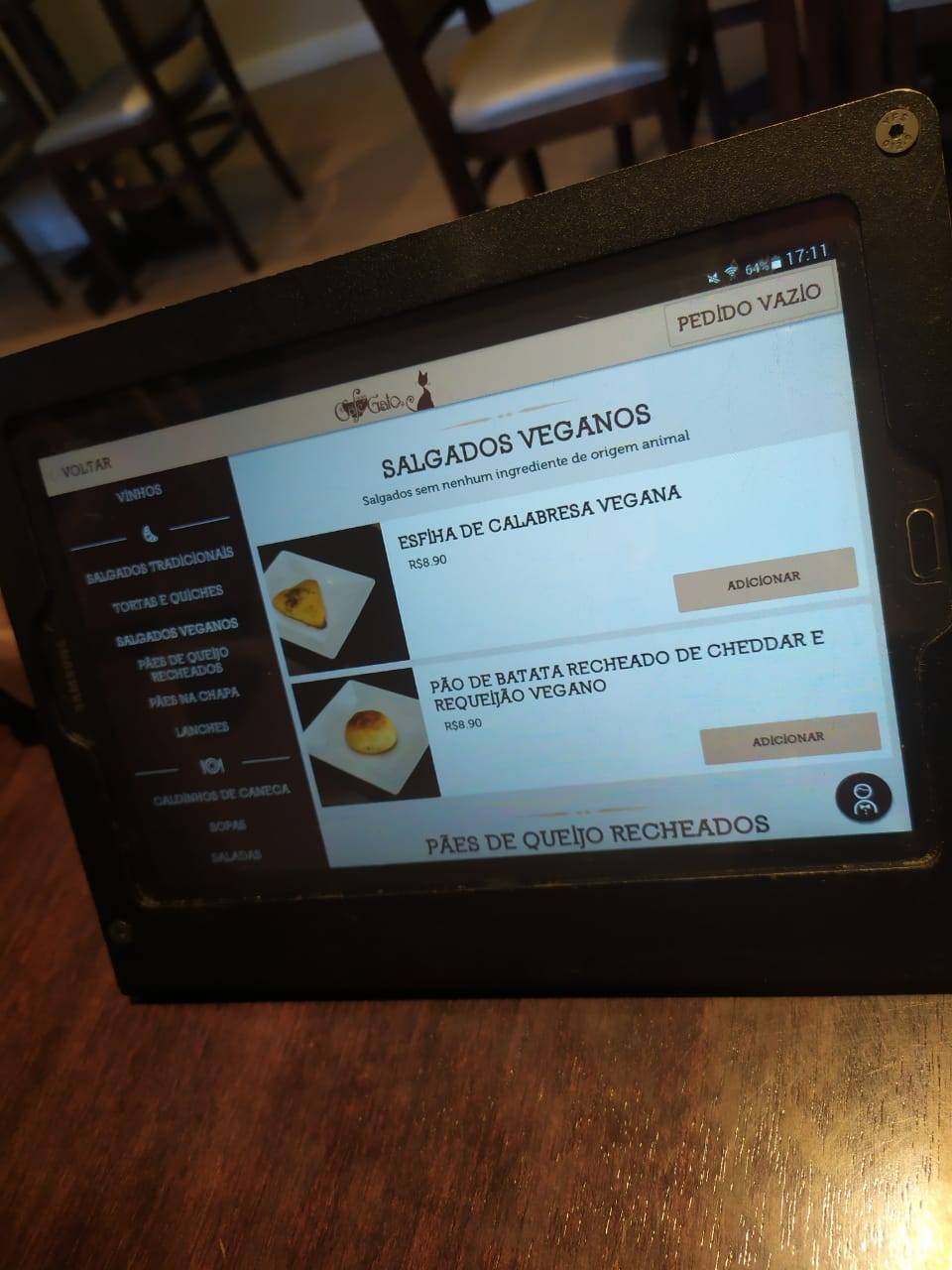 Café com Gato cardápio