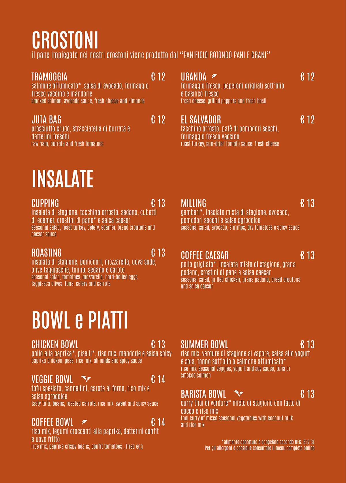 Menu di CoffeeStorming 