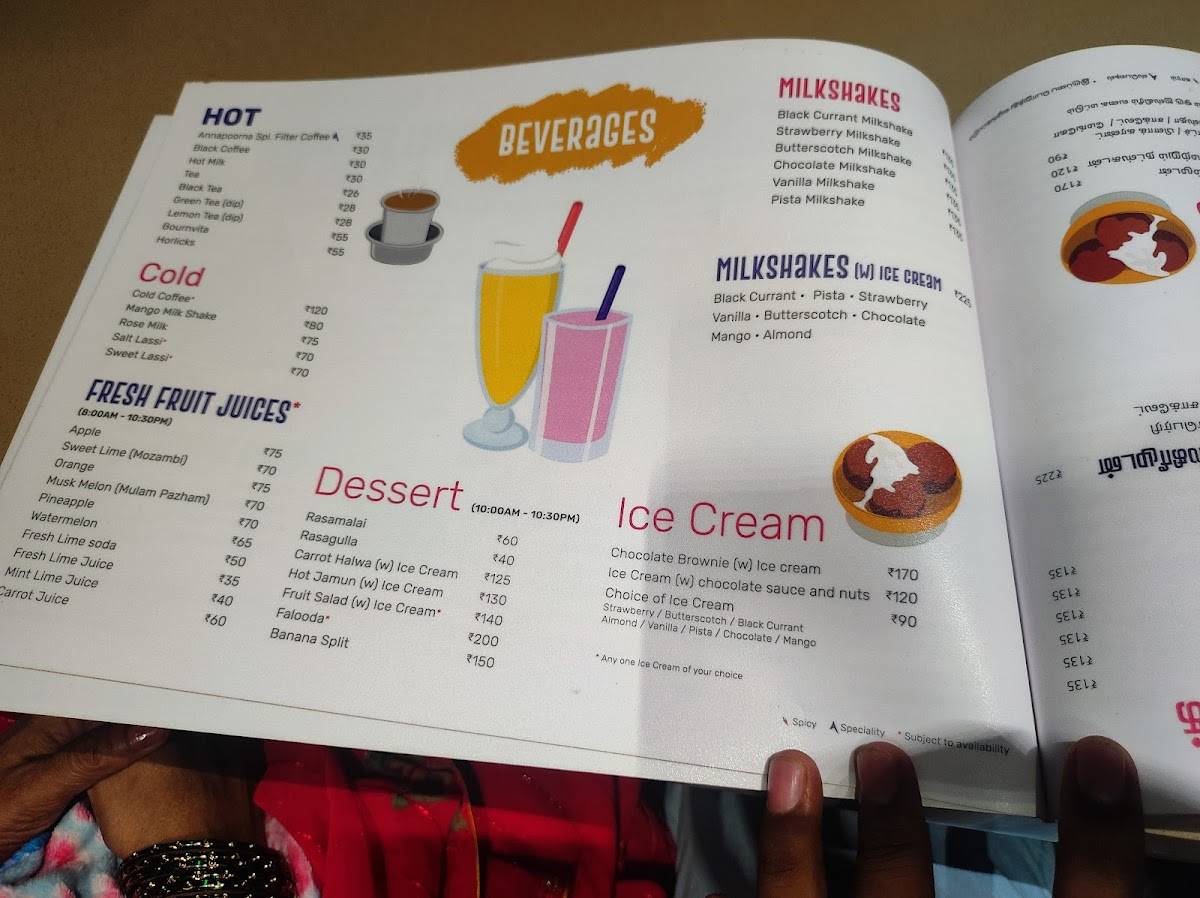 Annapoorna - Arts College Road Branch menu