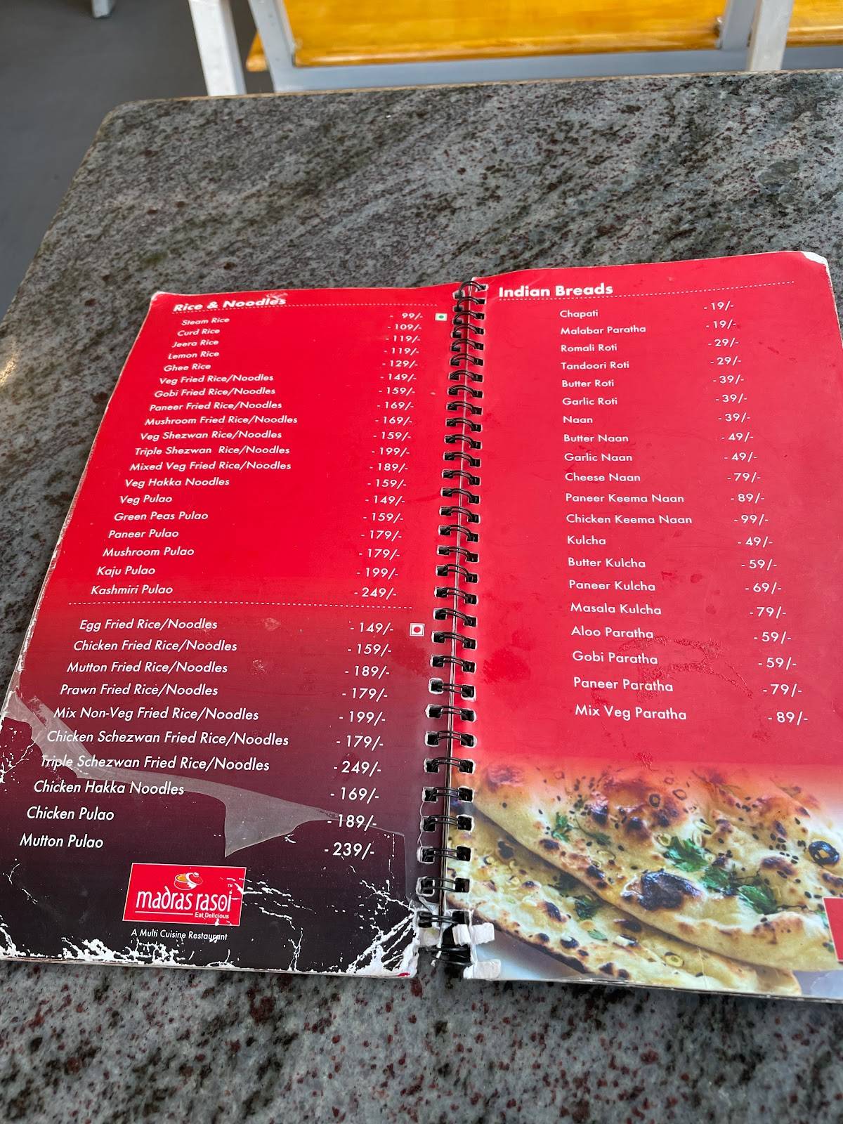 Madras Rasoi menu