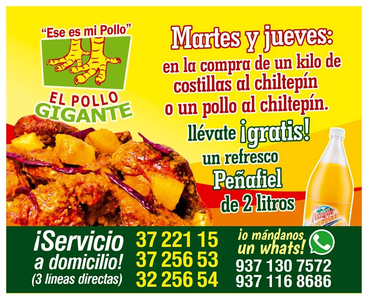 Carta del restaurante Pollo Gigante, Comalcalco, Bougambilia 117