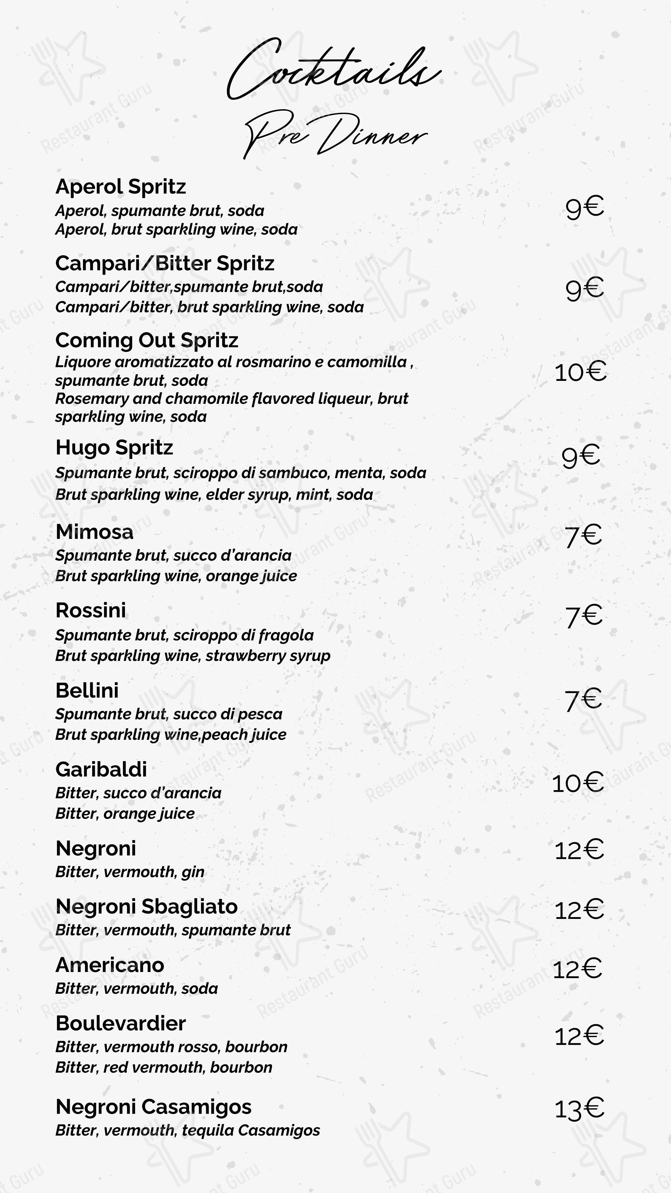 Menu di Coming Out - Menu