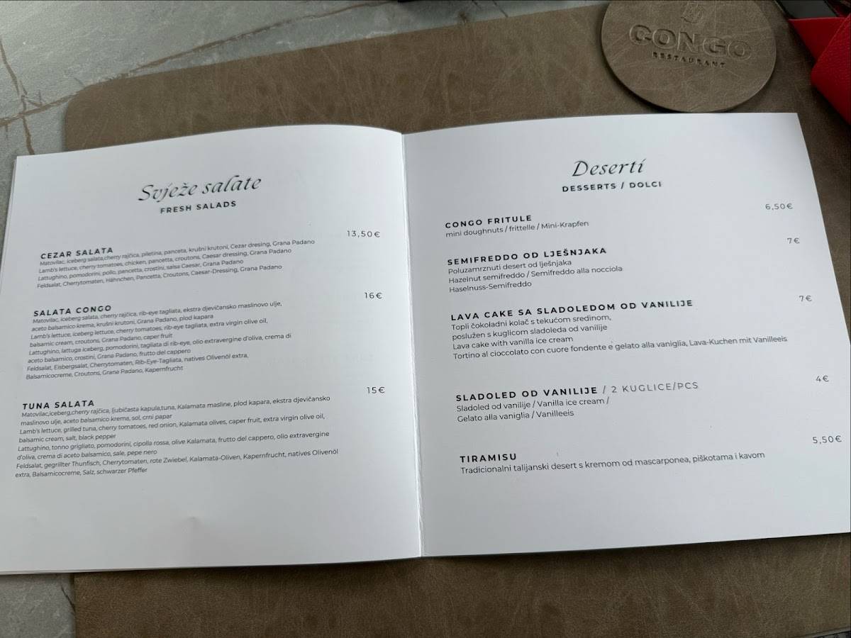 Menu di Congo Restaurant Pag 
