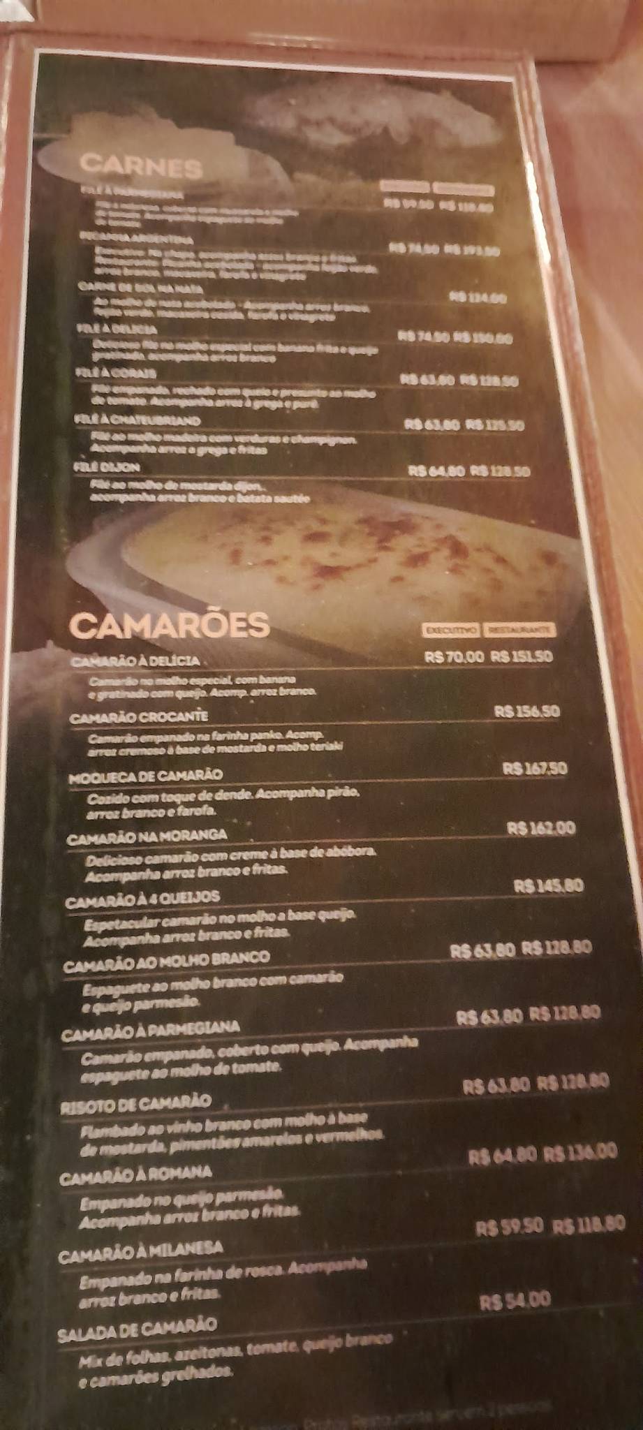 Corais Bar e Restaurante cardápio