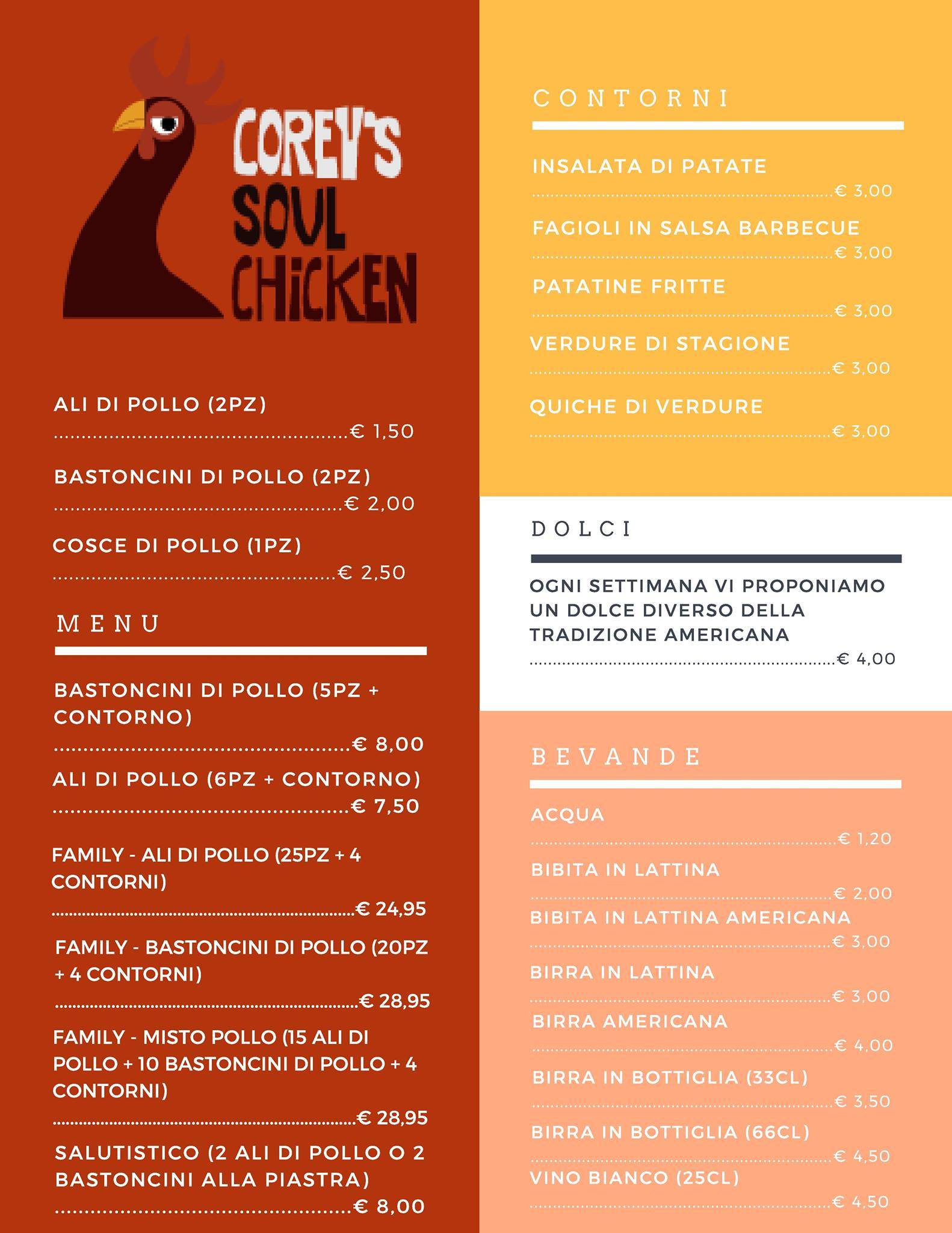 Menu di Corey's Soul Chicken 
