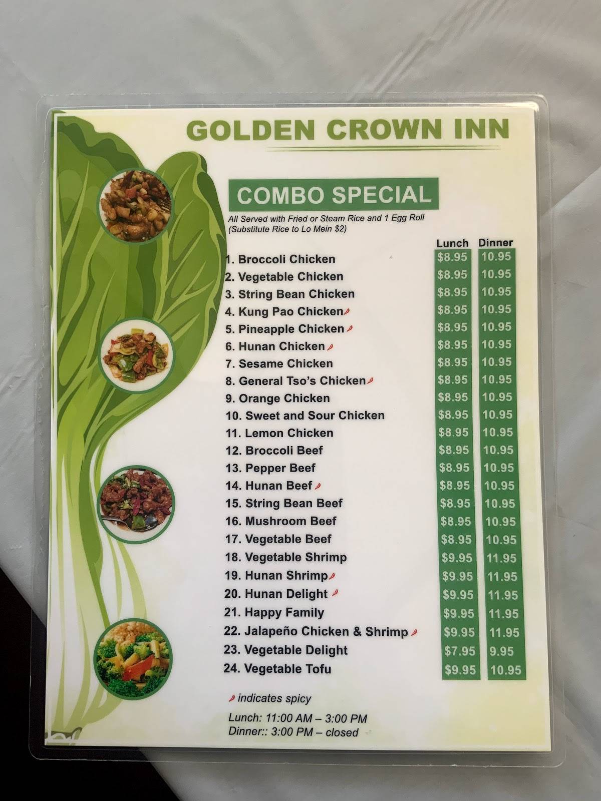 Menu at Golden Crown Inn restaurant, Corpus Christi, S Staples St