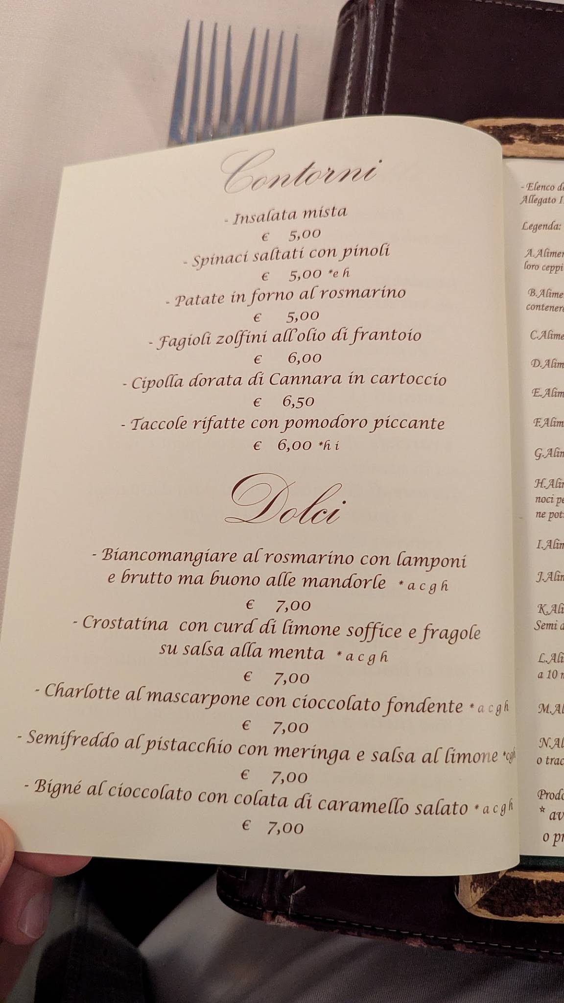 Menu di Osteria del Teatro 