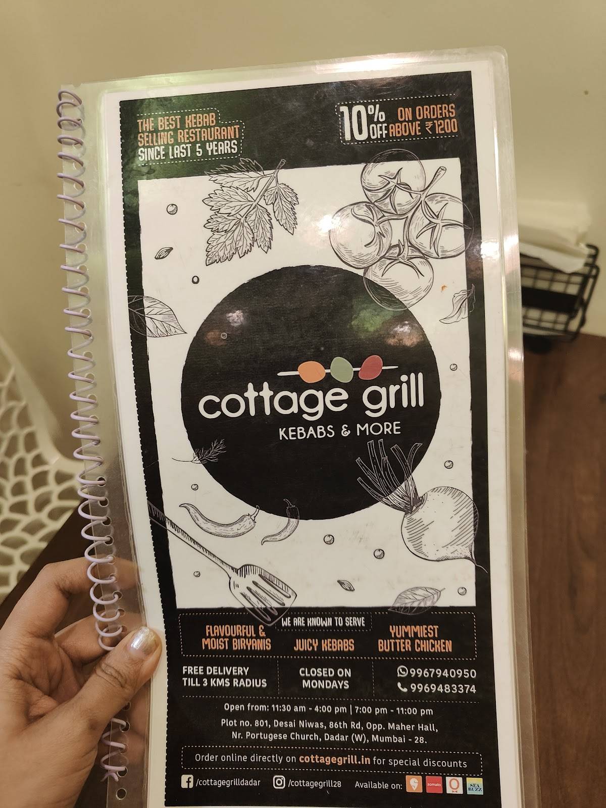Cottage Grill menu