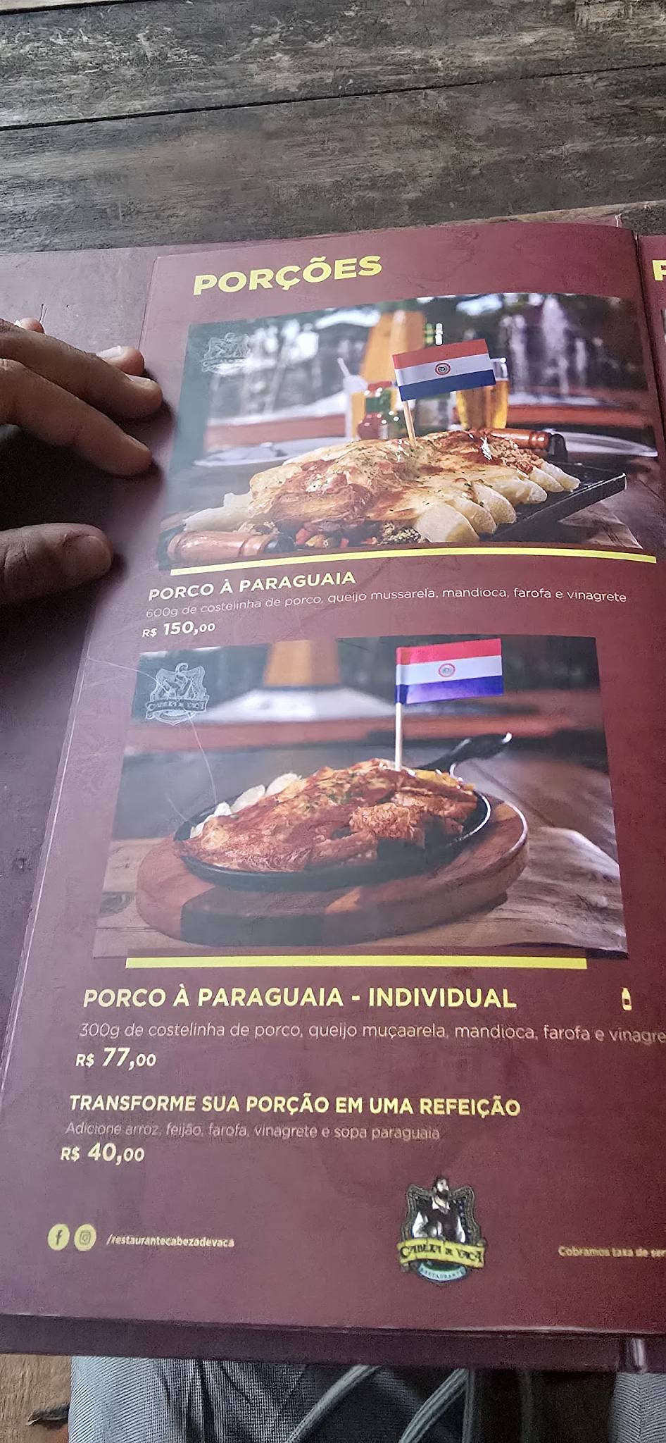 Restaurante Cabeza de Vaca cardápio