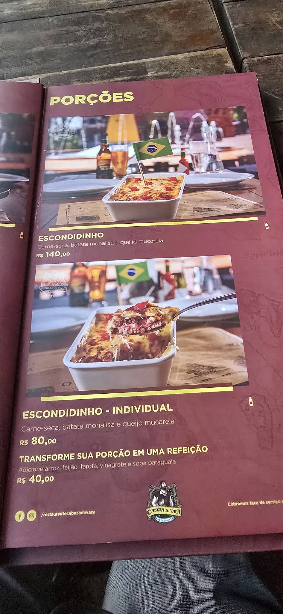 Restaurante Cabeza de Vaca cardápio