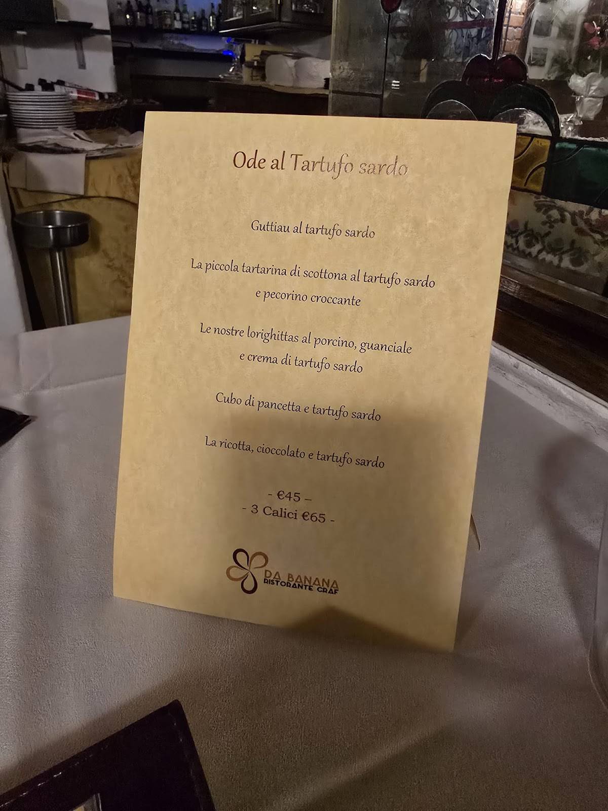 Menu di Ristorante Craf Da Banana 