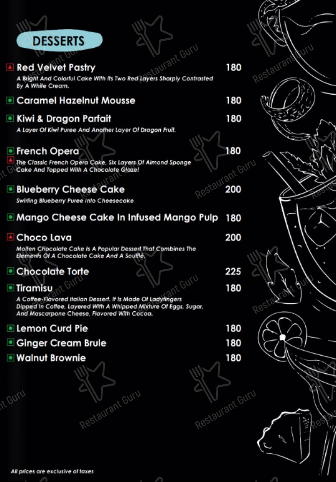 Коктейльная карта for the Cravings Coffee Shop restaurant