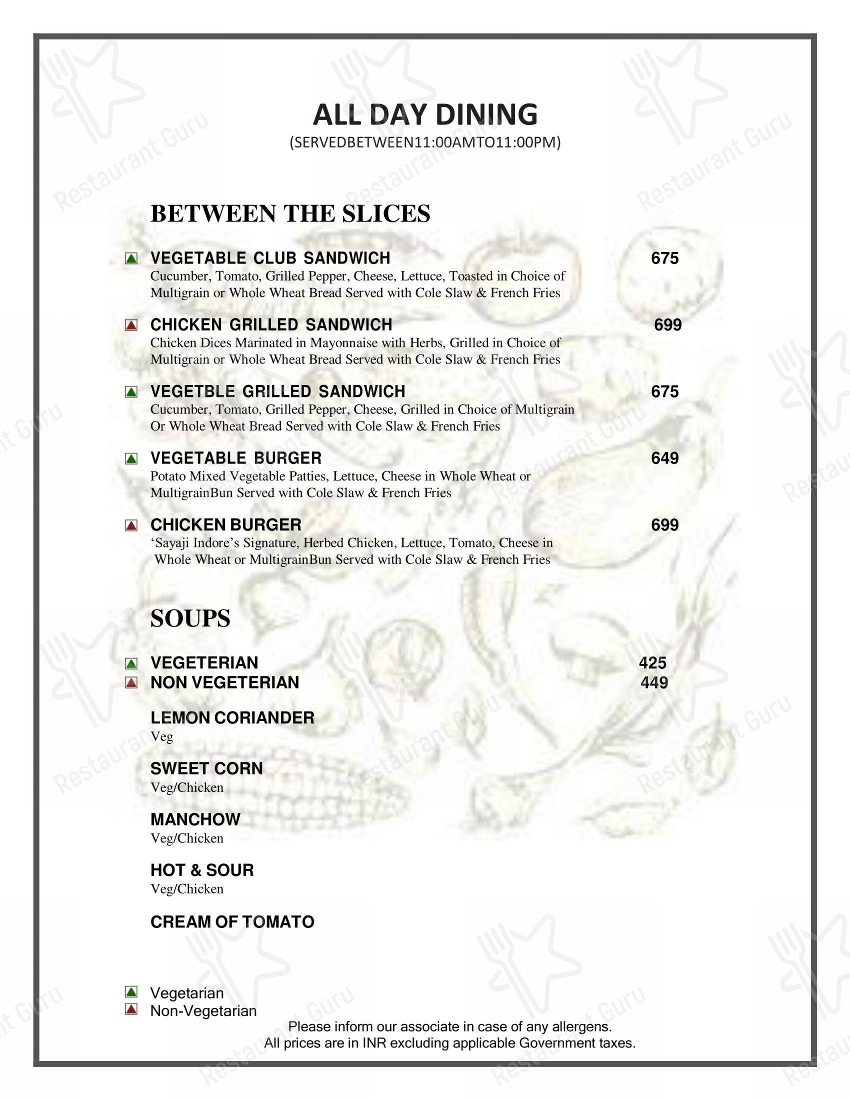 Ночное меню for the Cravings Coffee Shop restaurant