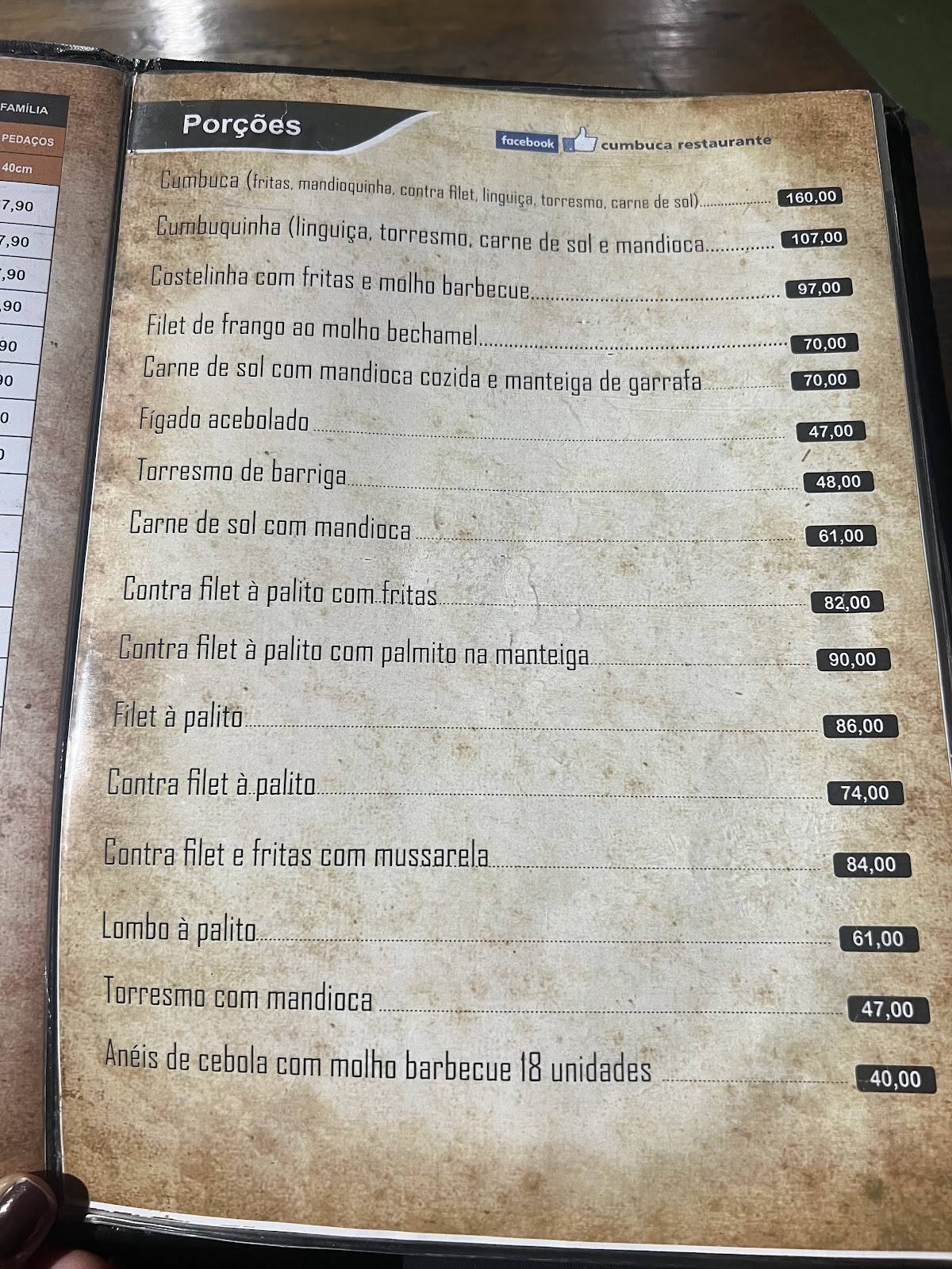 Cumbuca Restaurante e Pizzaria cardápio