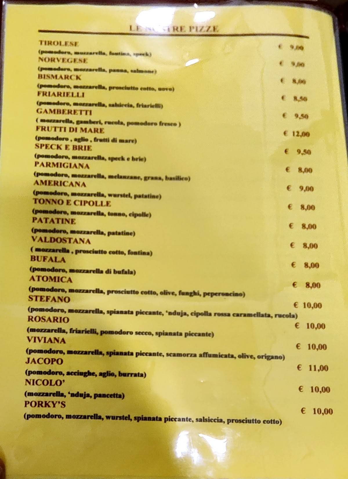 Menu di Trattoria - Pizzeria Da Jacopo 