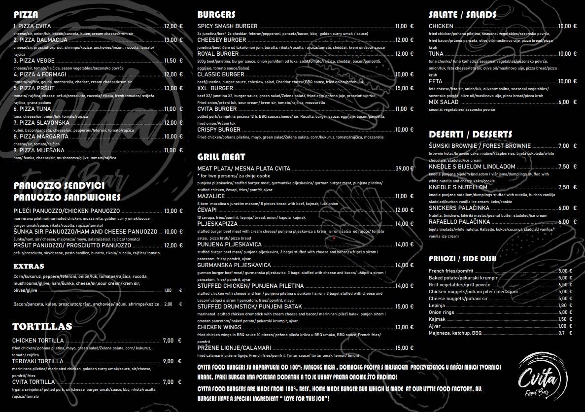 Menu di Cvita food bar 