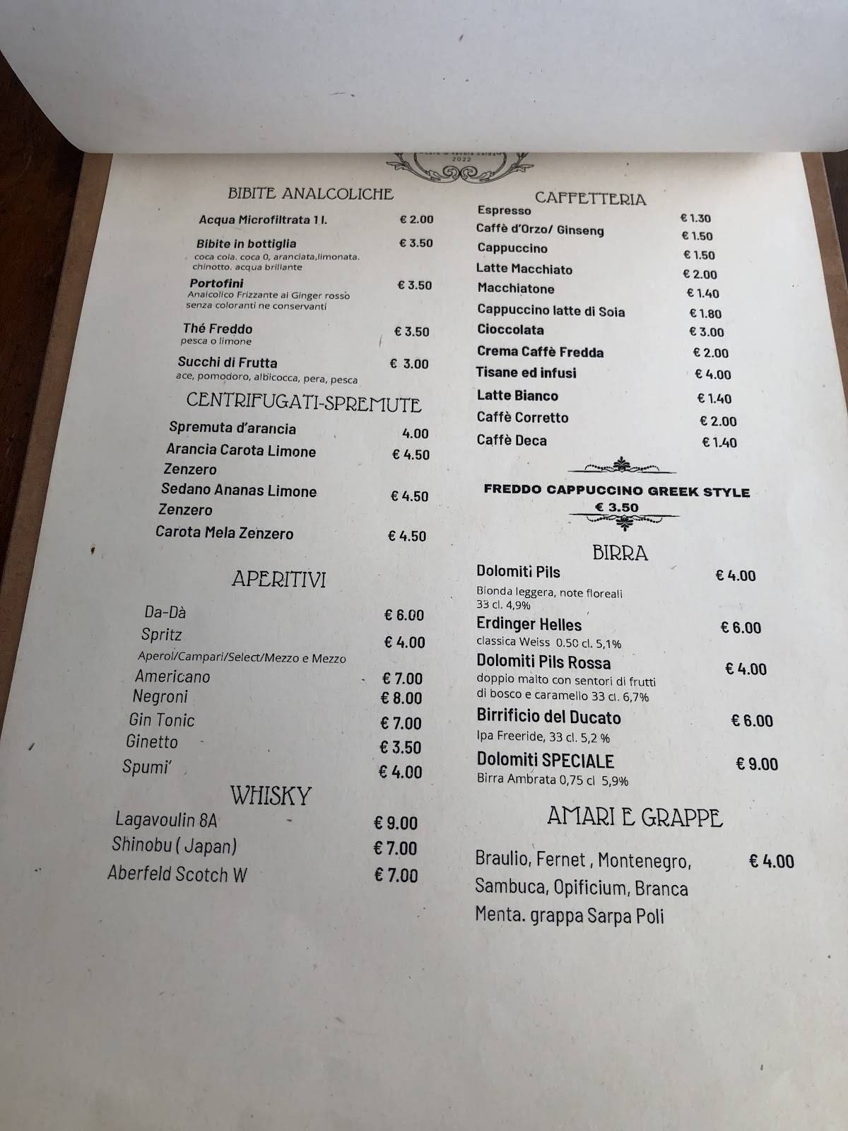 Menu di DA-DÀ café & tavola calda 