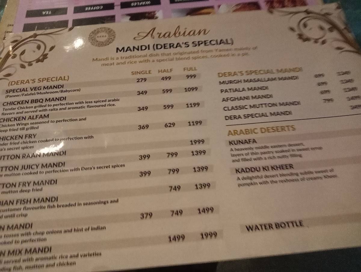 DERA RESTAURANT menu