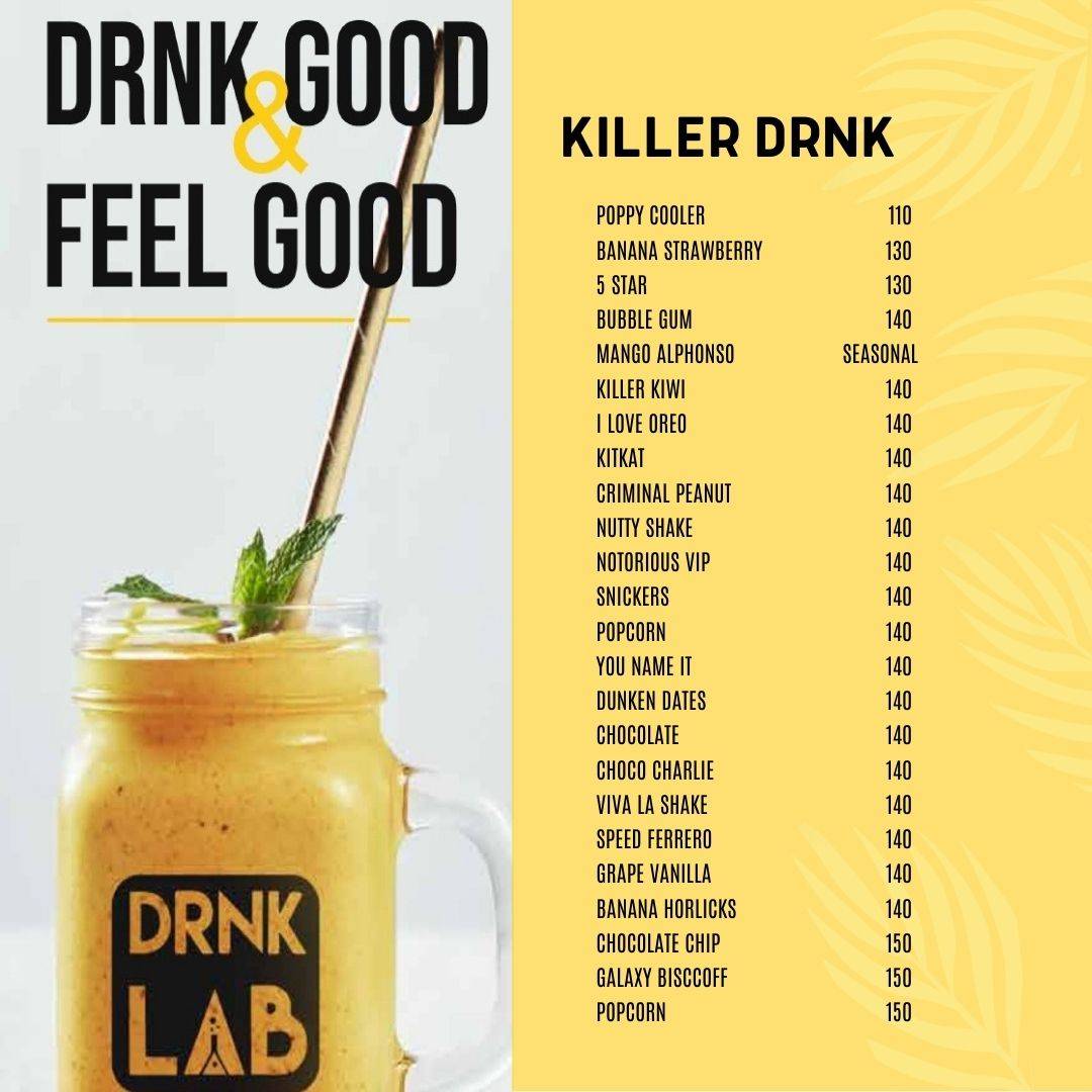 DRNK LAB MOODABIDRI menu