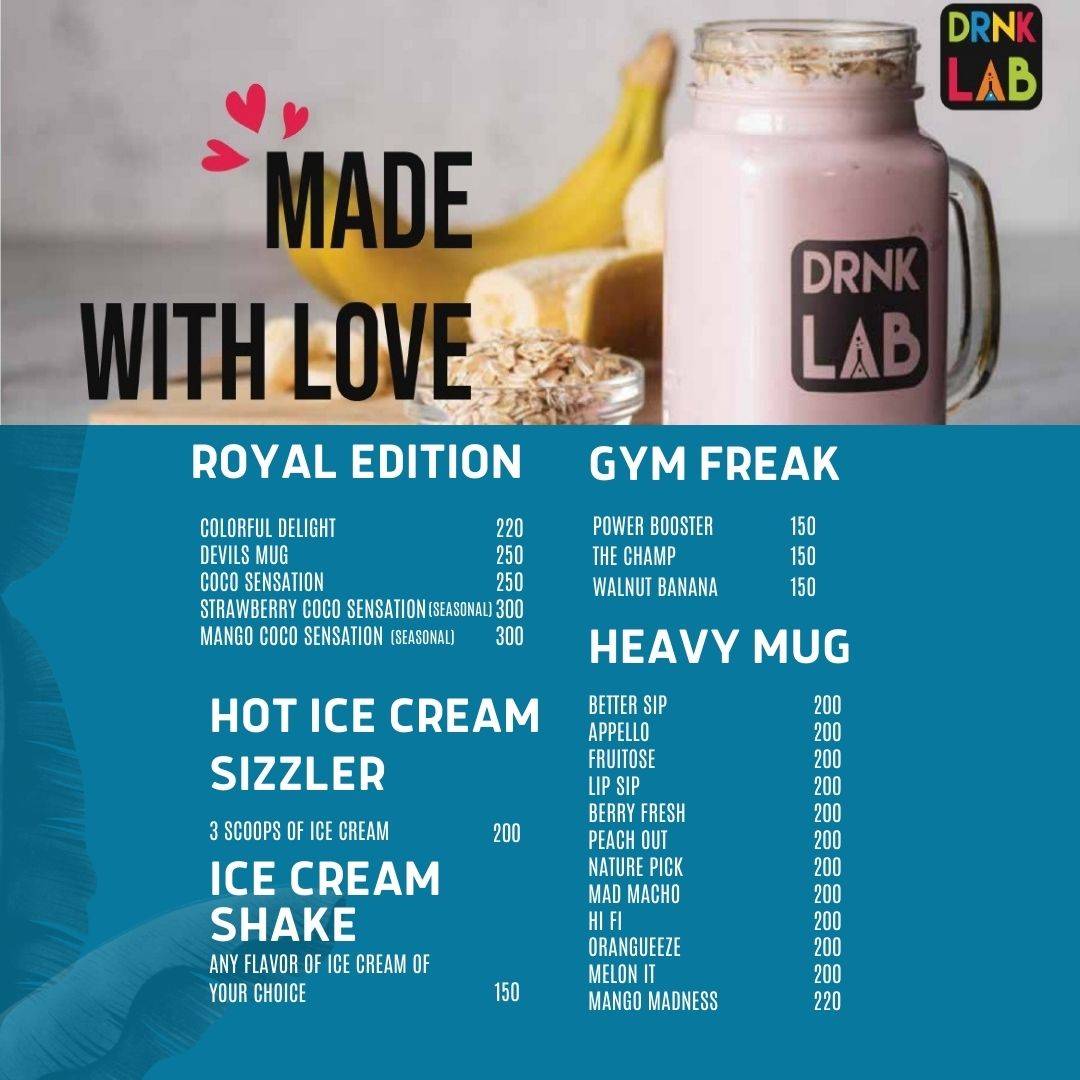 DRNK LAB MOODABIDRI menu