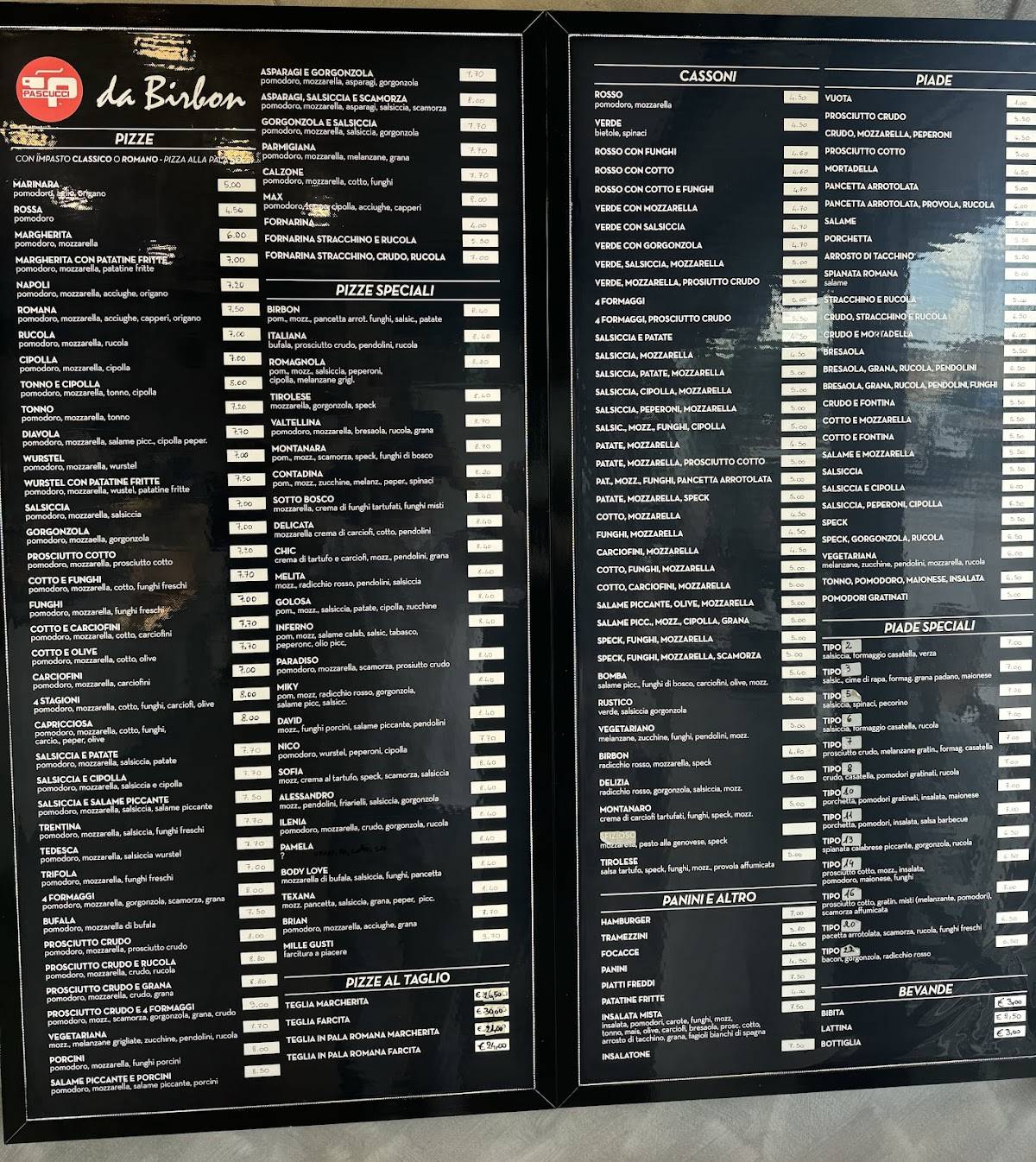 Menu di Da Birbon di Brolli Michele & Davide Snc 