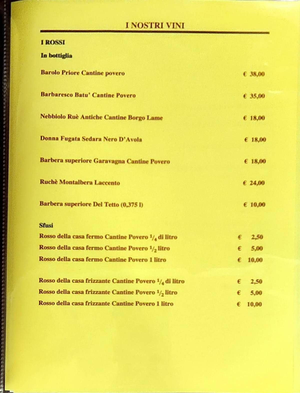 Menu di Trattoria - Pizzeria Da Jacopo 