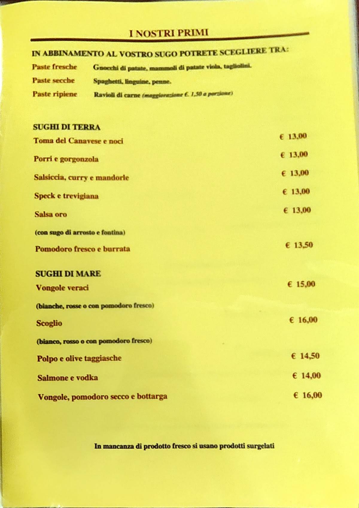 Menu di Trattoria - Pizzeria Da Jacopo 