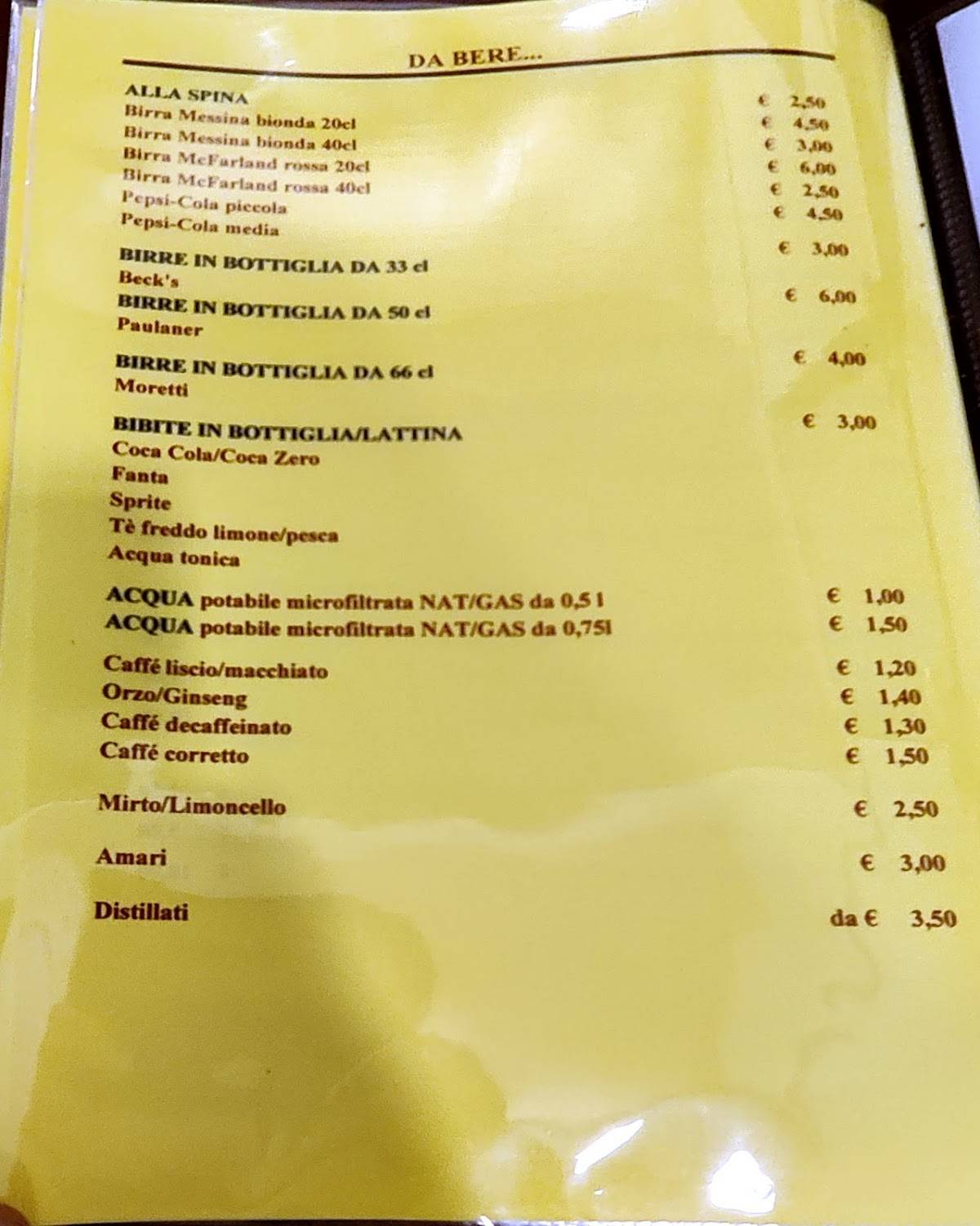 Menu di Trattoria - Pizzeria Da Jacopo 