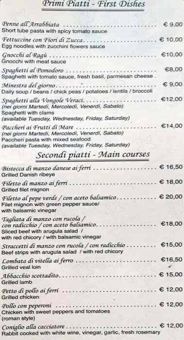 Menu di Osteria da Mario 