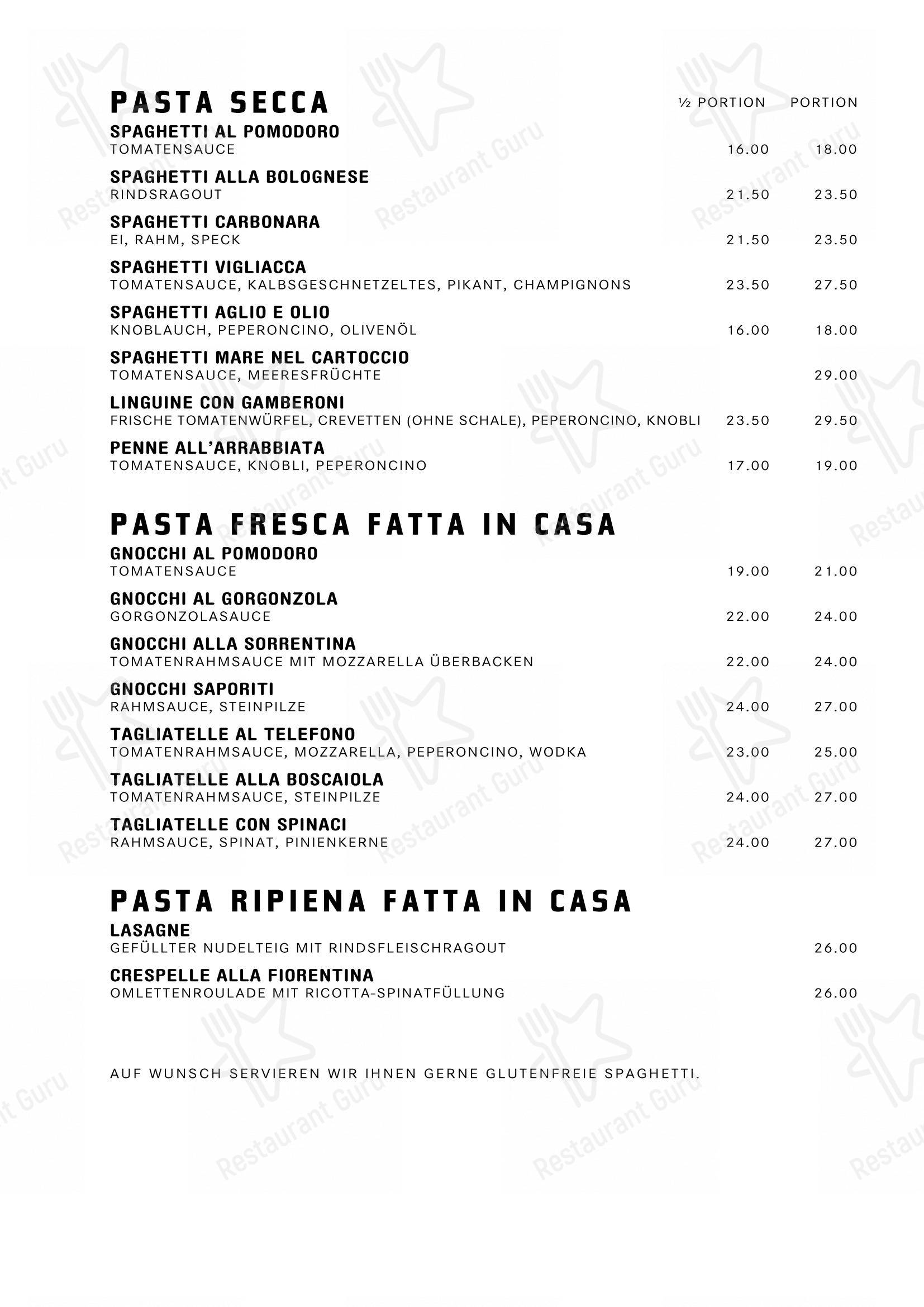 Menu di Da Michelangelo - Menu bar