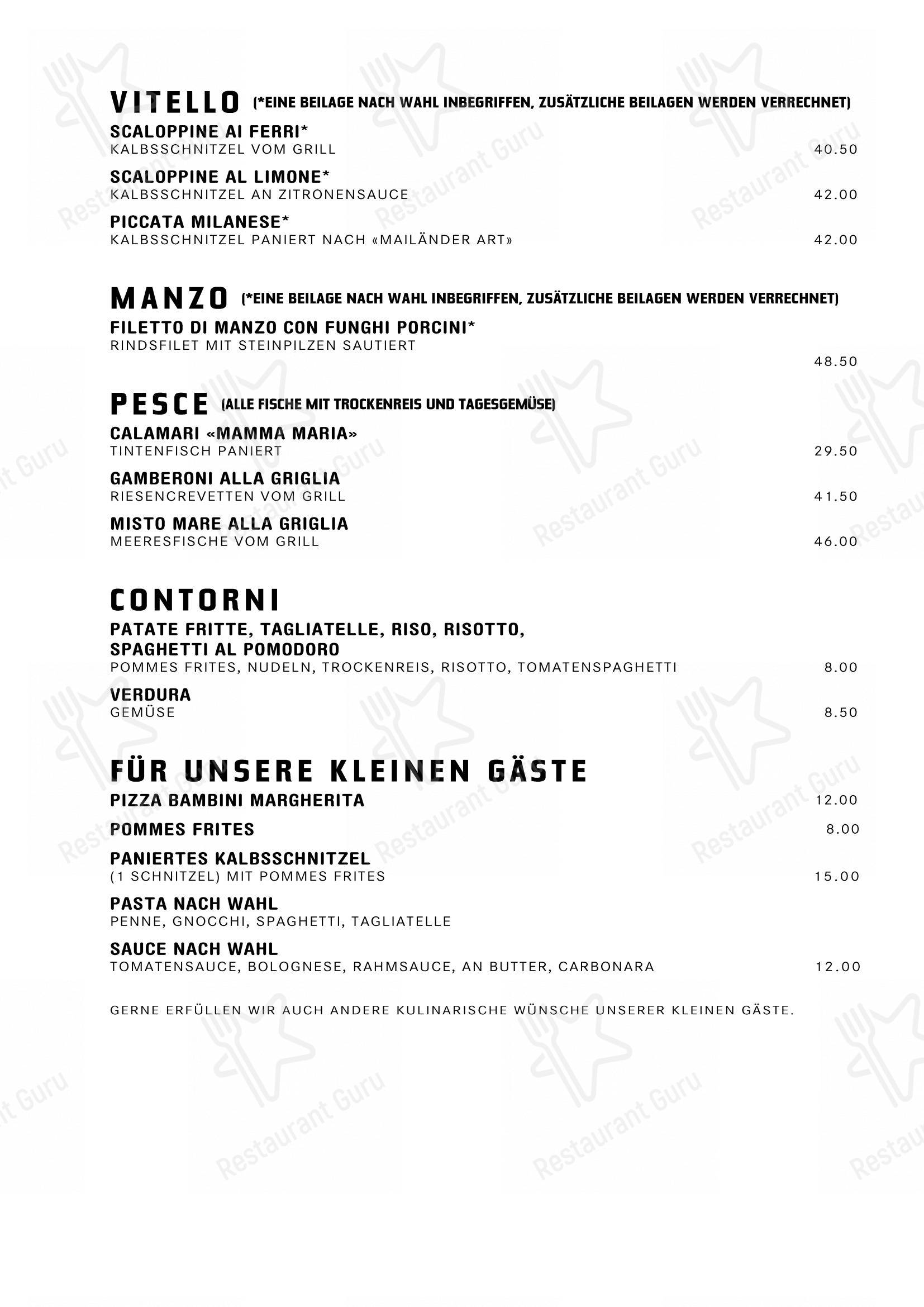 Menu di Da Michelangelo - Menu bar