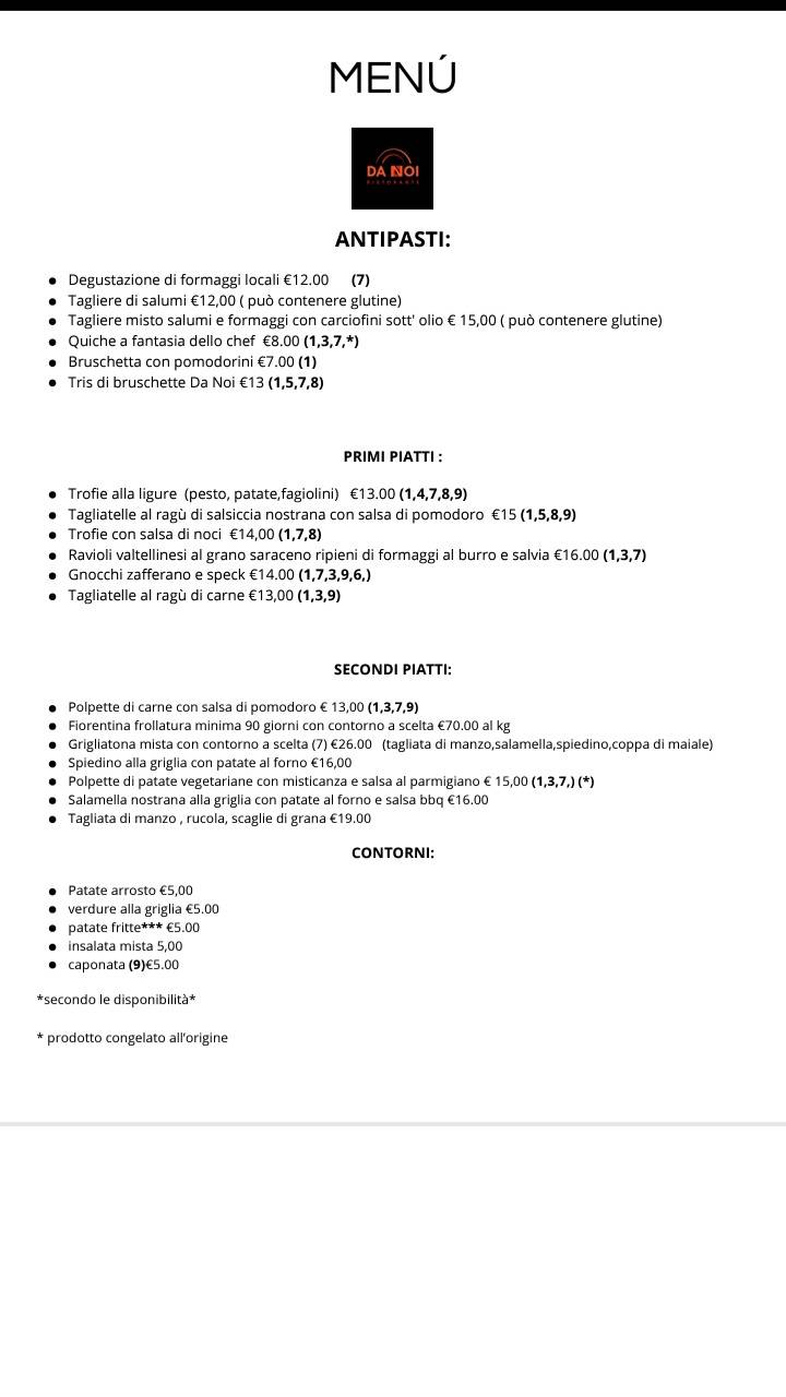 Menu di Da Noi 