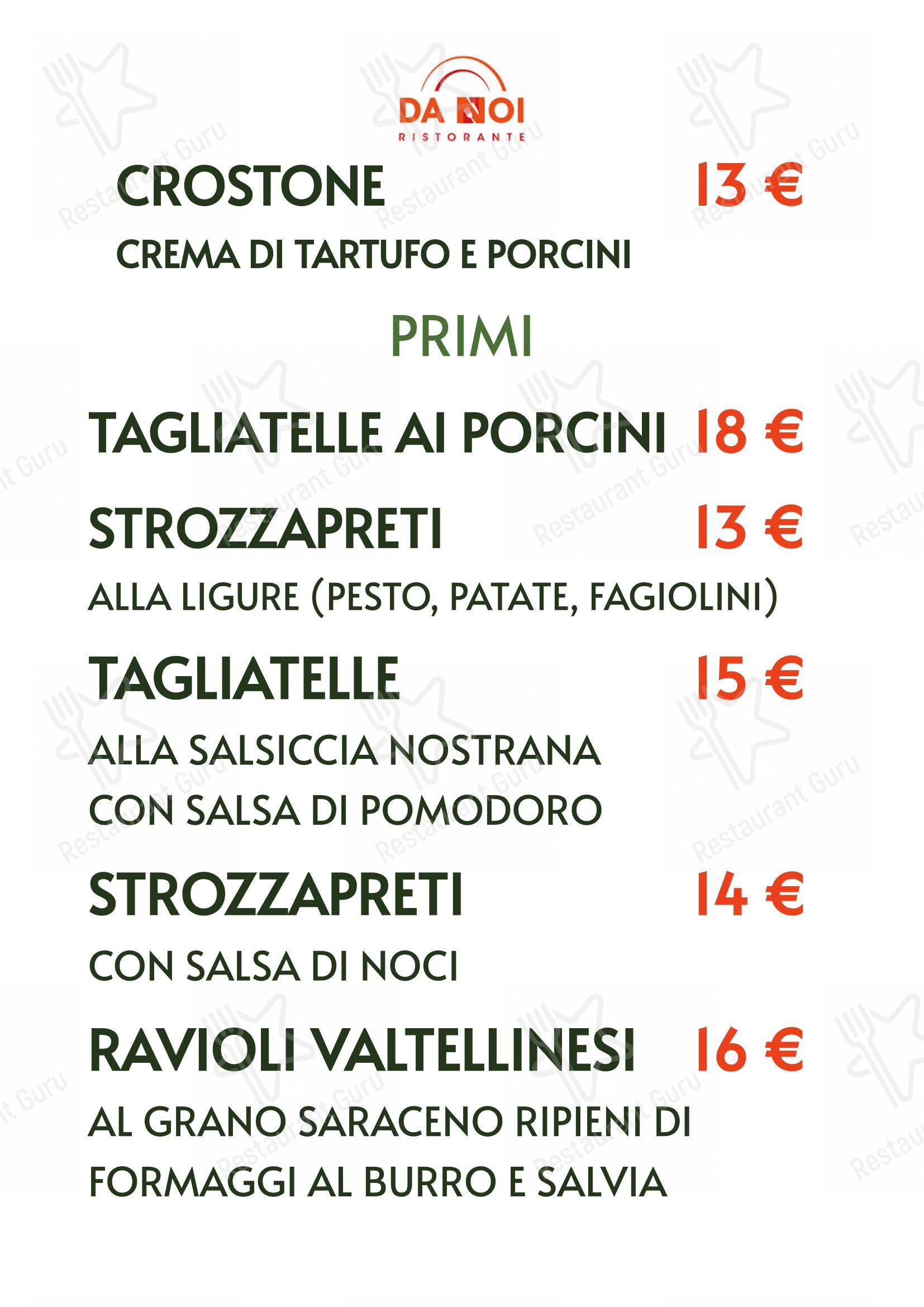 Menu per Da Noi ristorante