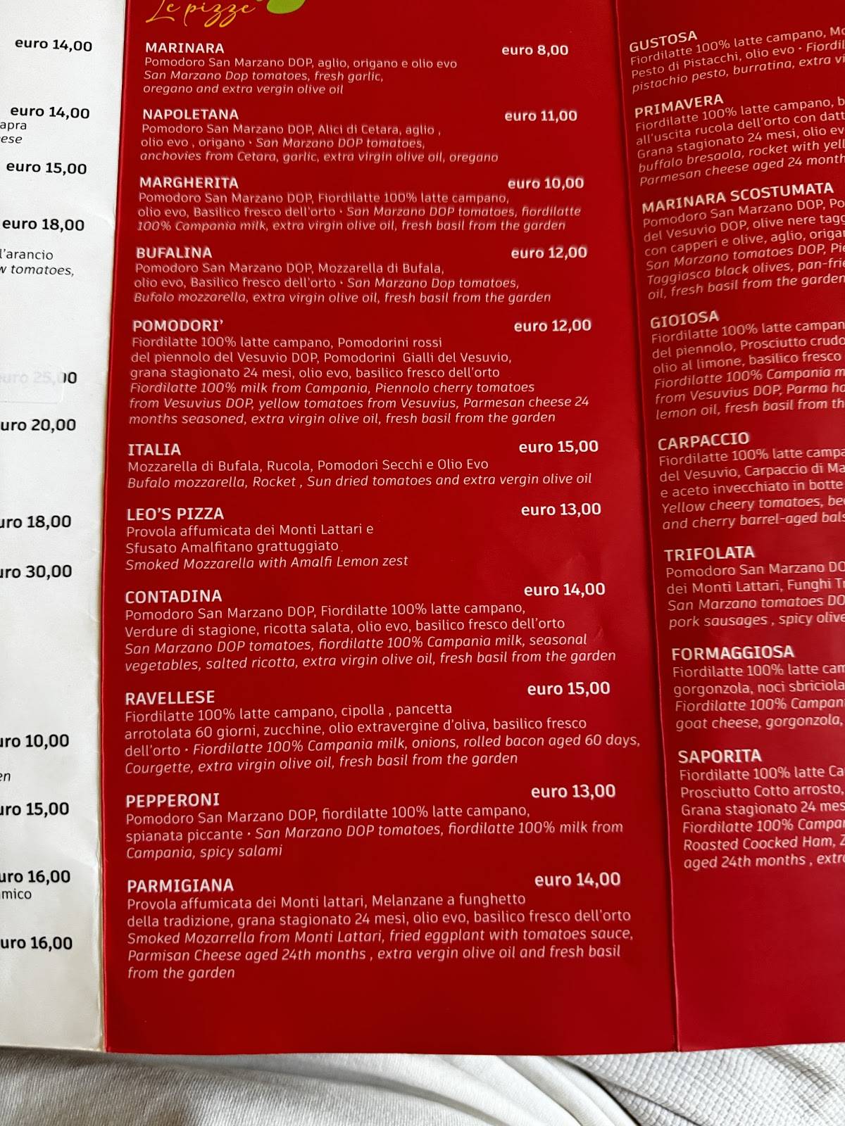 Menu di Da Nonno Alfonso 