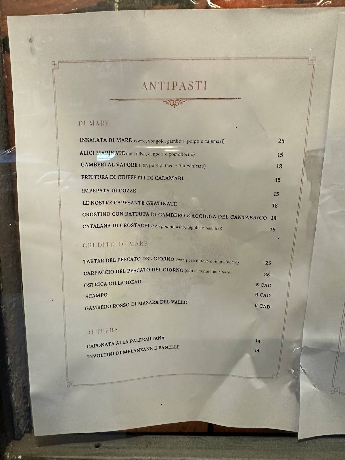 Menu di Da Salvatore Trattoria Siciliana 