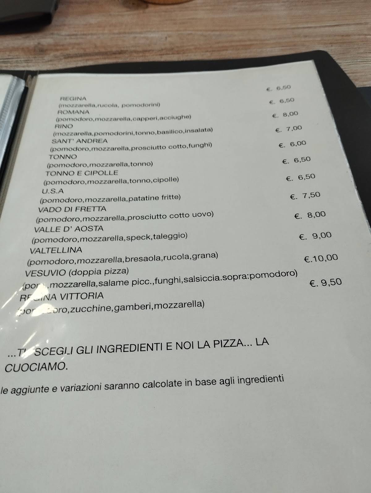 Menu di Da Titti Bar Cucina Pizzeria 