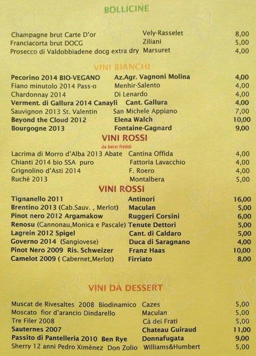 Menu di Dal vinattiere 