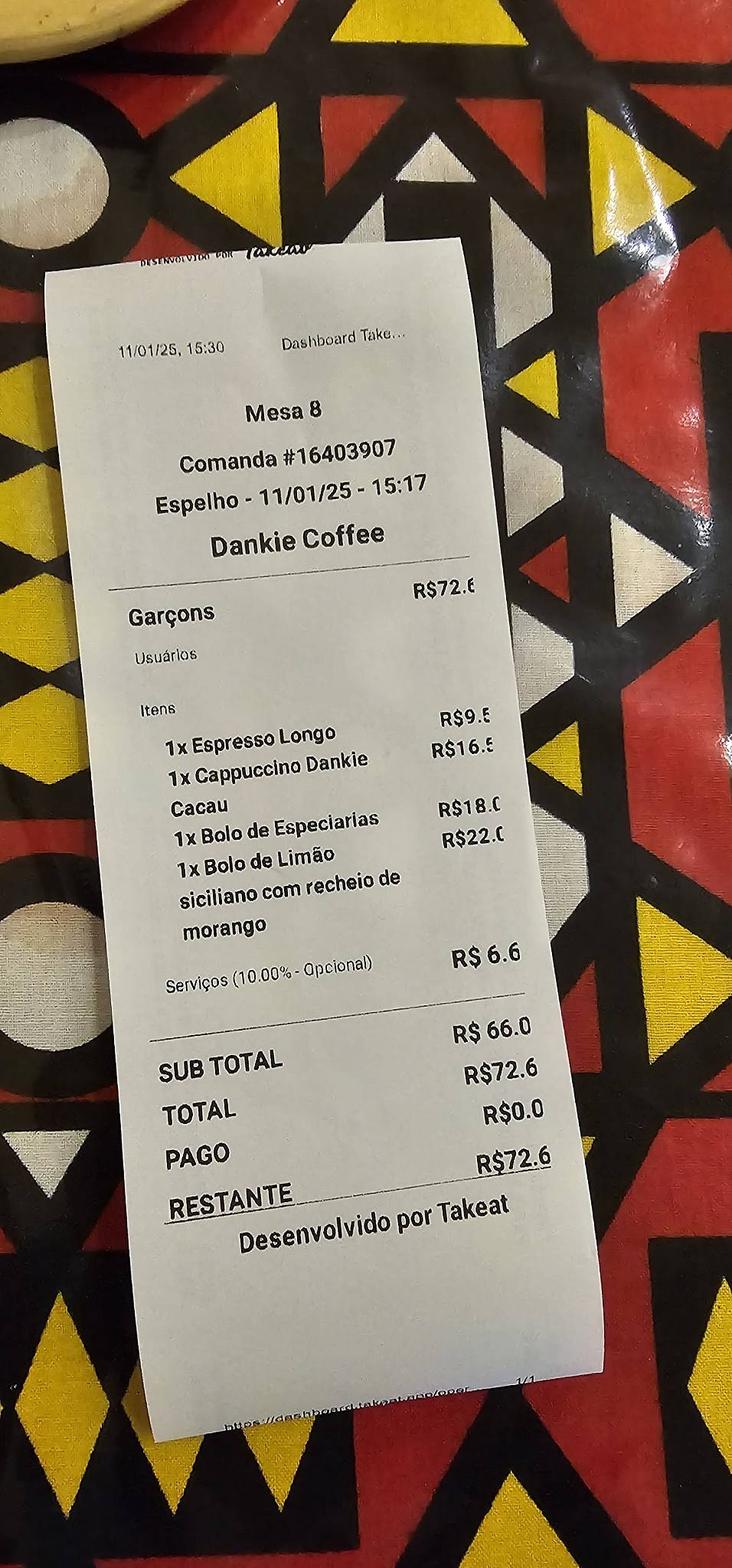 Dankie Coffee cardápio