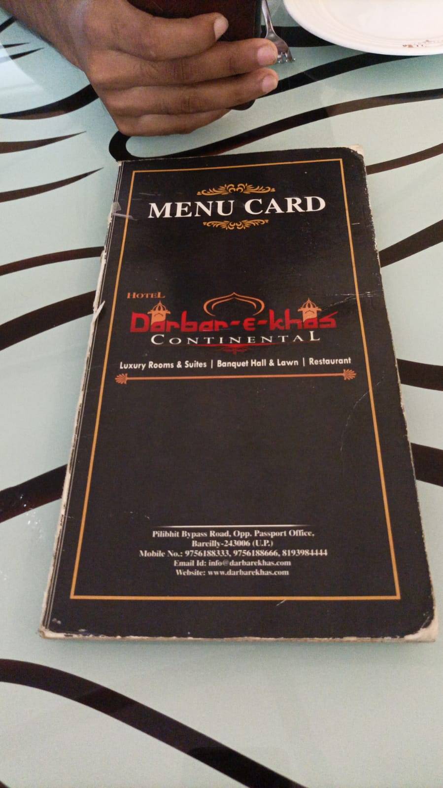 Darbar-E-Khas, A Boutique Hotel menu