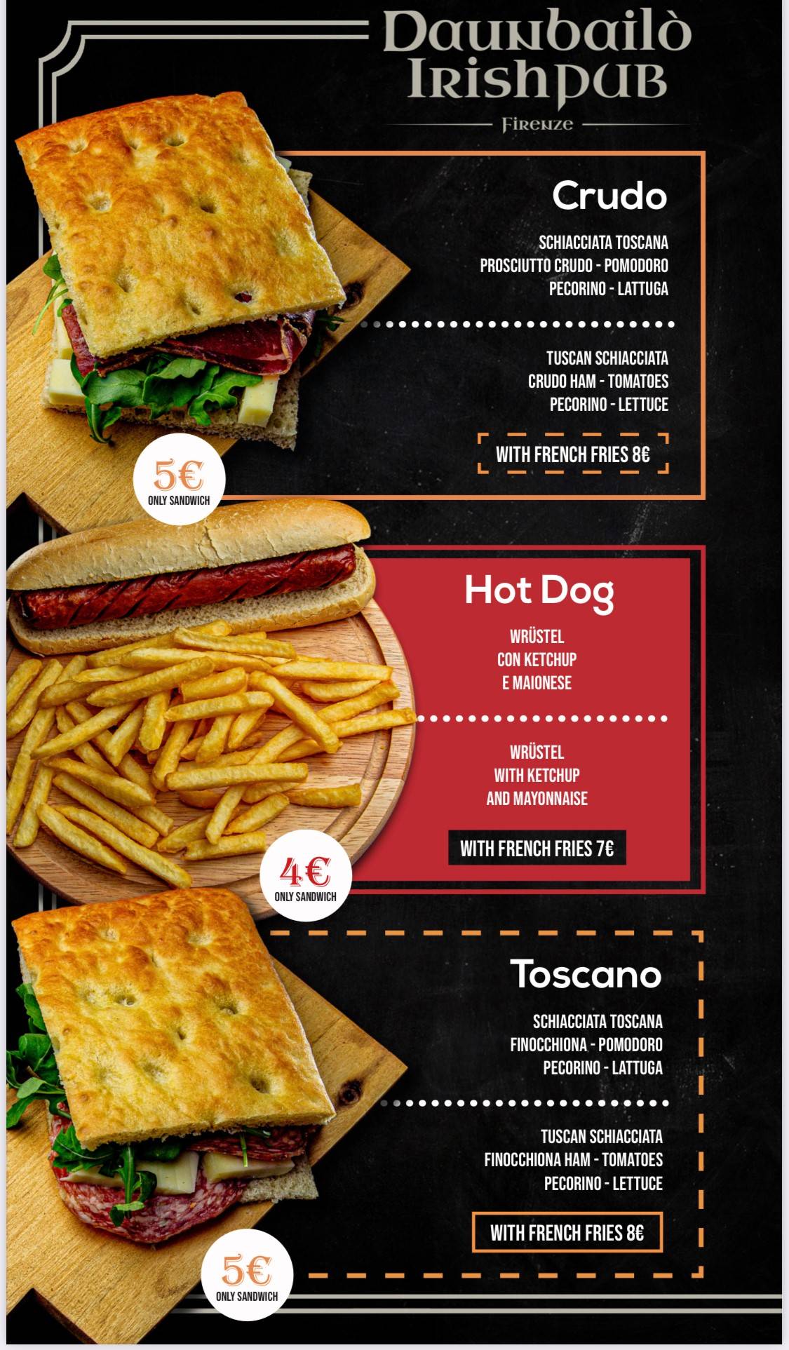 Menu di Daunbailo' Irish Pub 