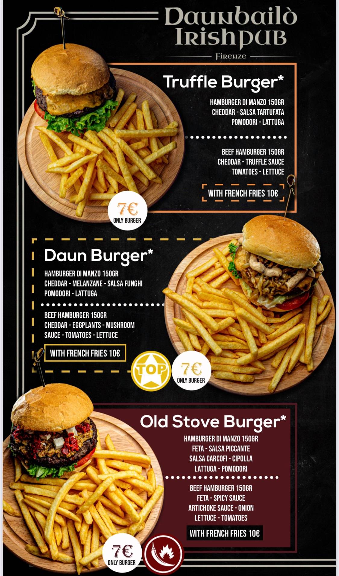 Menu di Daunbailo' Irish Pub 